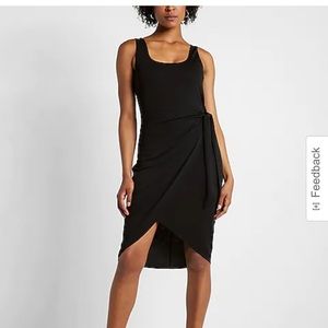 Body Contour Wrap Front Tie Waist Midi Dress With Built-In Shapewear